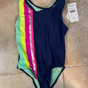 Girls' Size 6 Navy Blue & Mint Green One-Piece Swimsuit ⭐2 for 15⭐